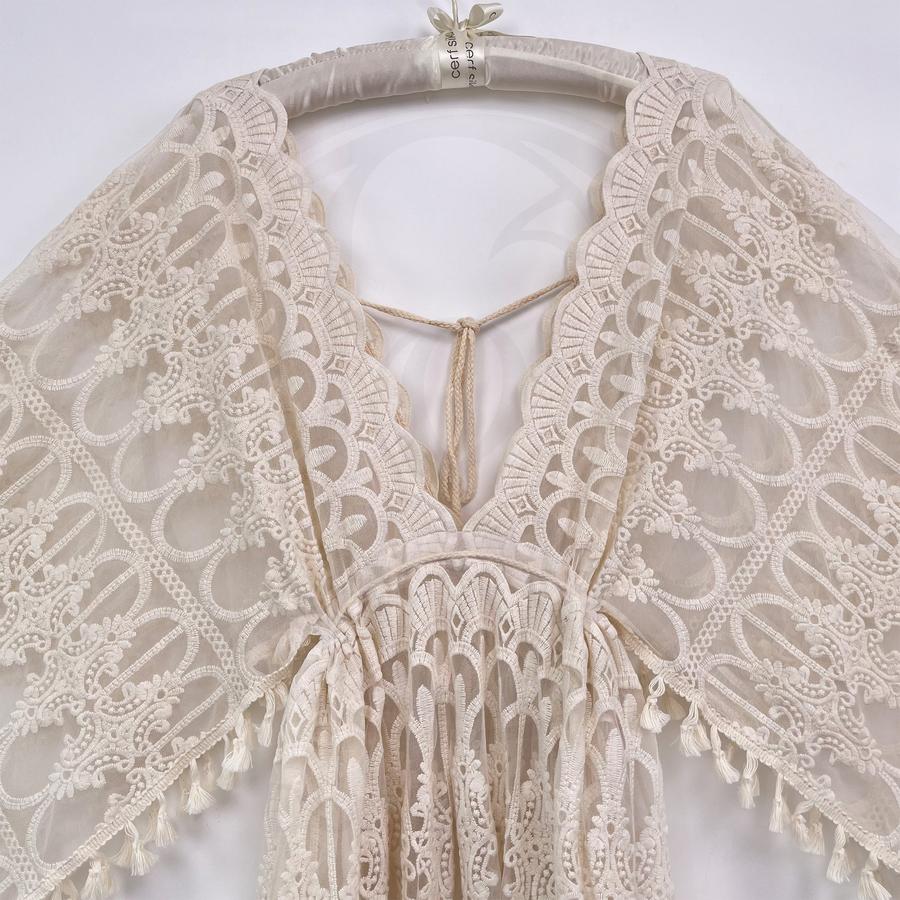 Scalloped Lace Boho Gown - maternity photoshoot dress