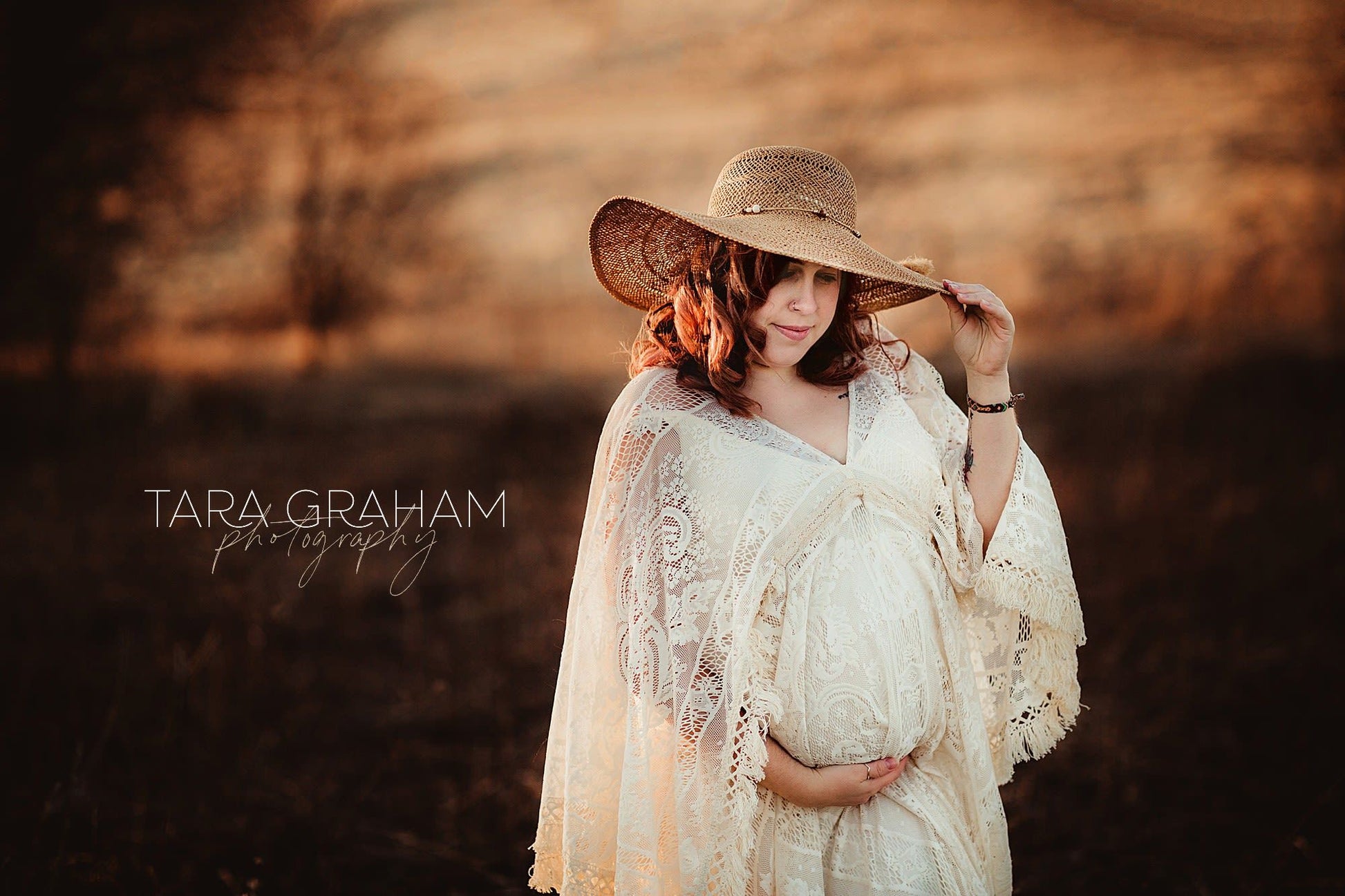 Boho Lace Maternity Gown with Tassels - maternity photoshoot dress