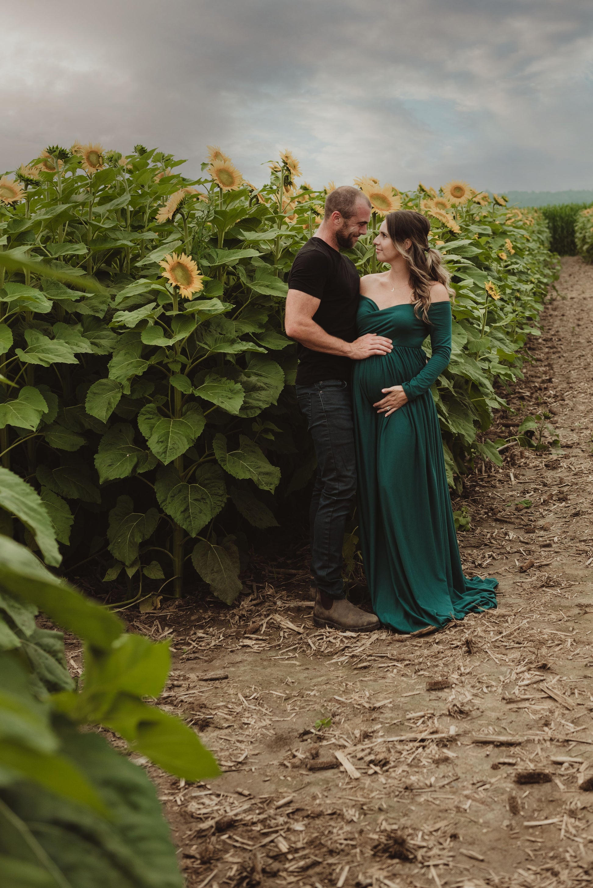 Forest Green Flowy Gown - 