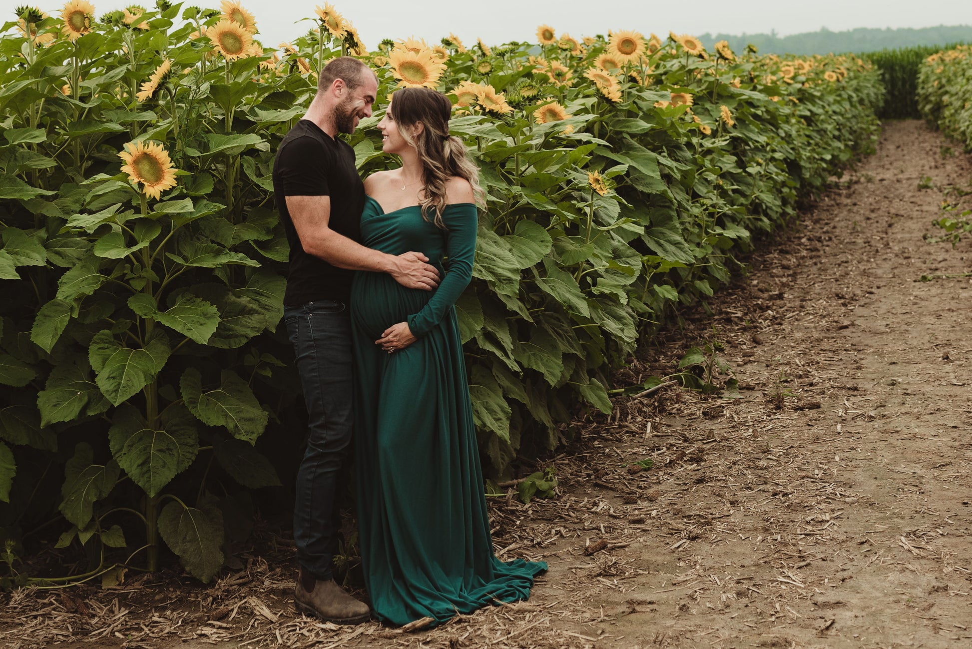 Forest Green Flowy Gown - 