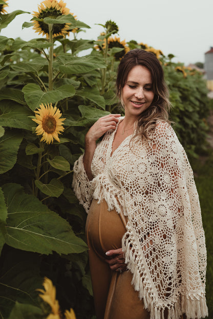 Crochet Velvet Boho Golden Gown - 