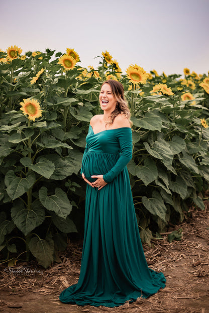 Forest Green Flowy Gown - 
