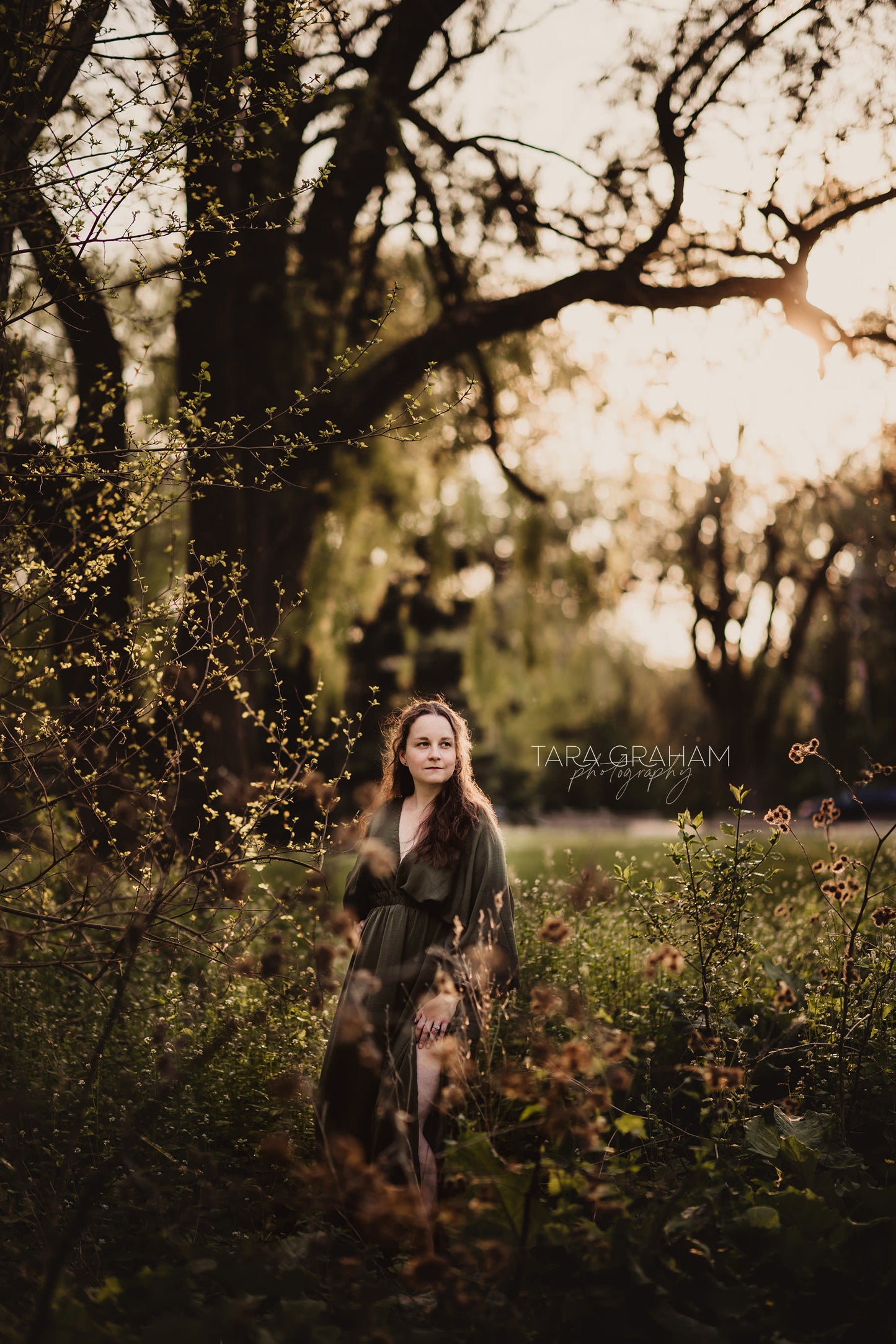Hunter Green Convertible Gown - maternity photoshoot dress