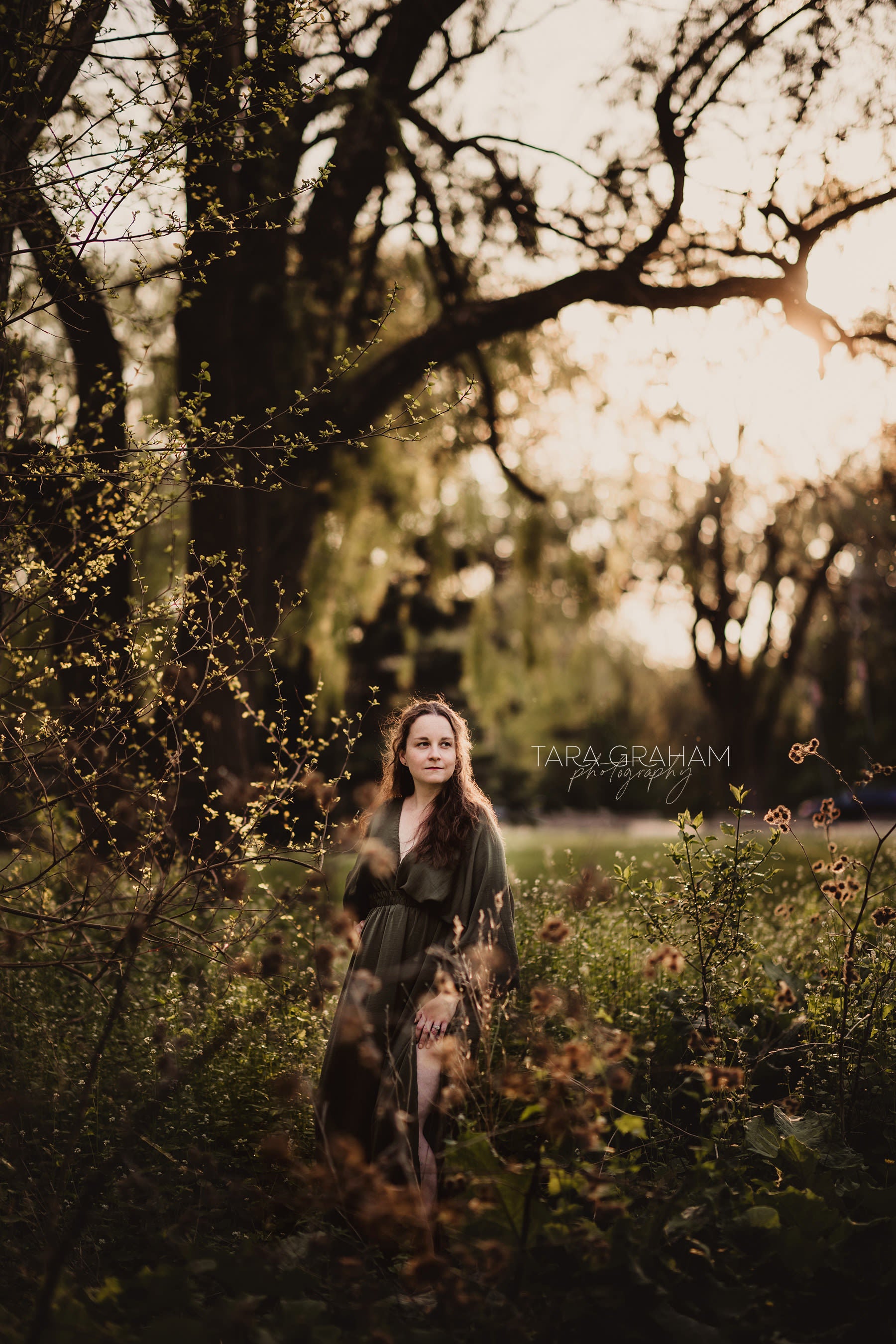 Hunter Green Convertible Gown - maternity photoshoot dress