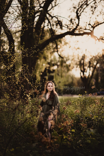 Hunter Green Convertible Gown - maternity photoshoot dress