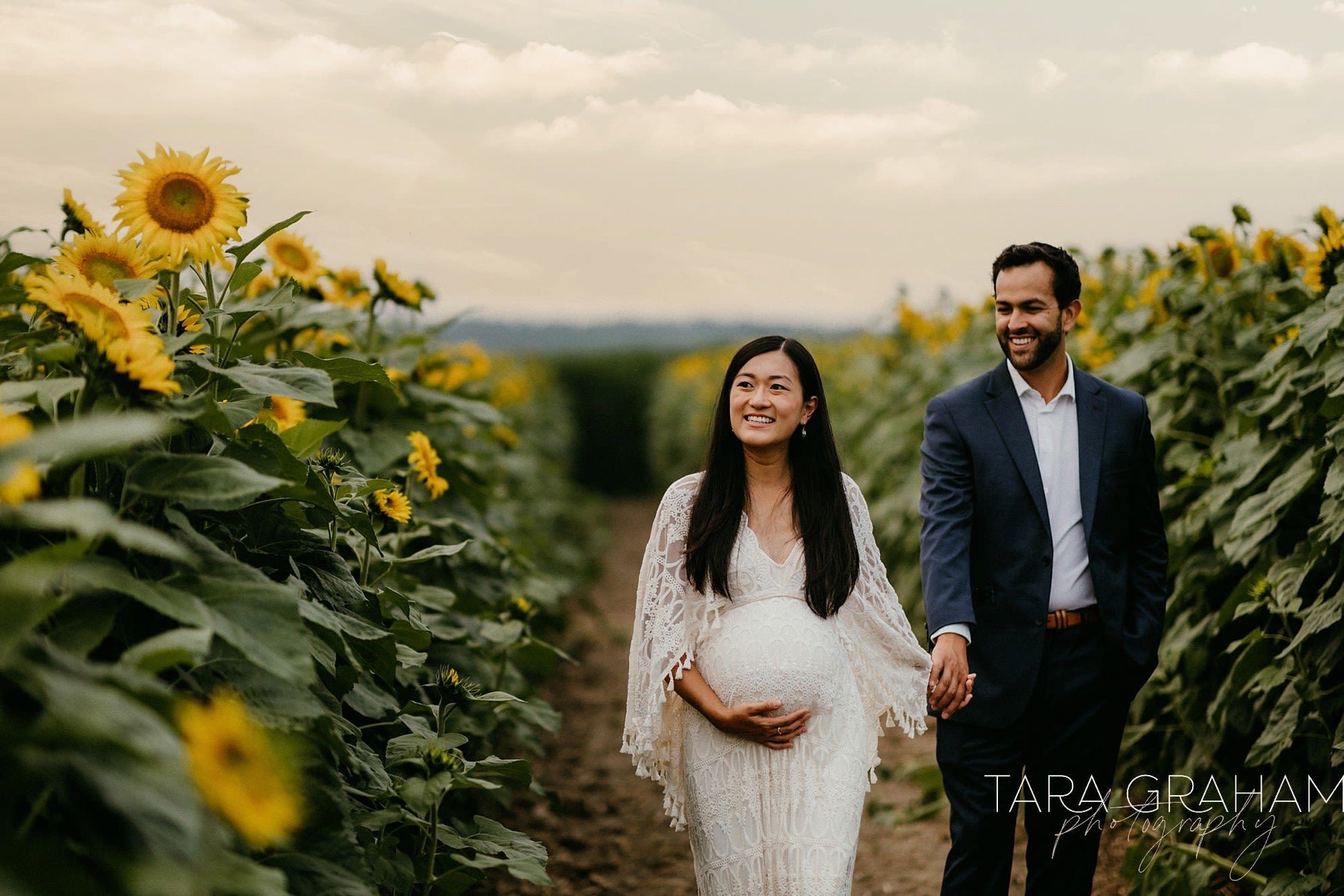 Scalloped Lace Boho Gown - maternity photoshoot dress