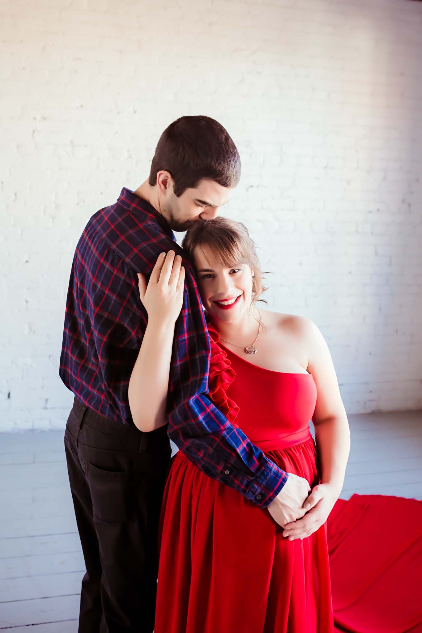 Red Ruffle two way Gown set - maternity photoshoot dress