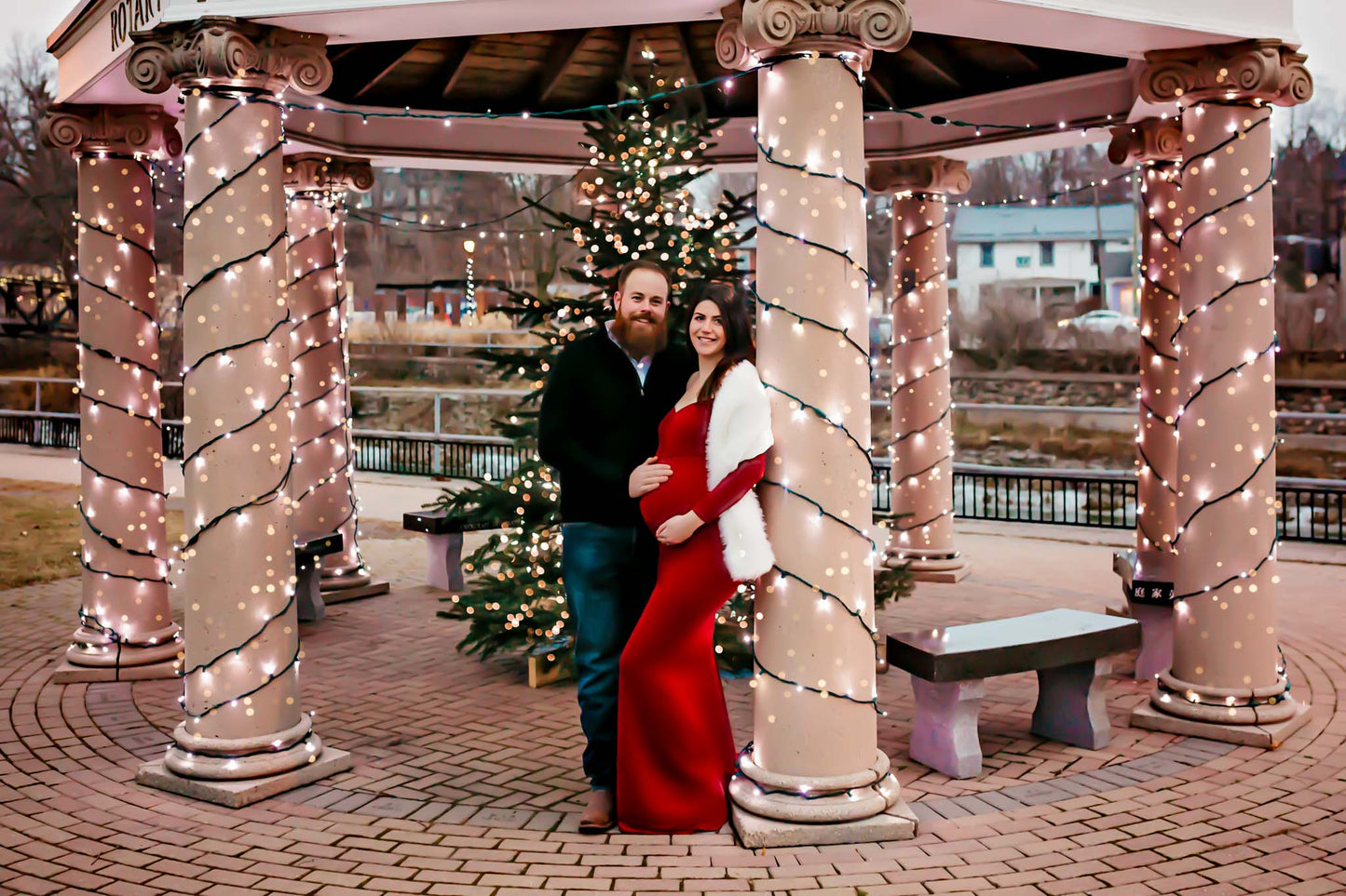 Red Fitted Gown - maternity photoshoot dress