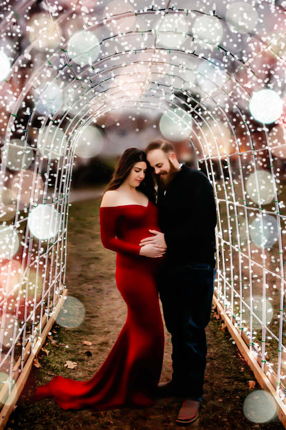 Red Fitted Gown - maternity photoshoot dress