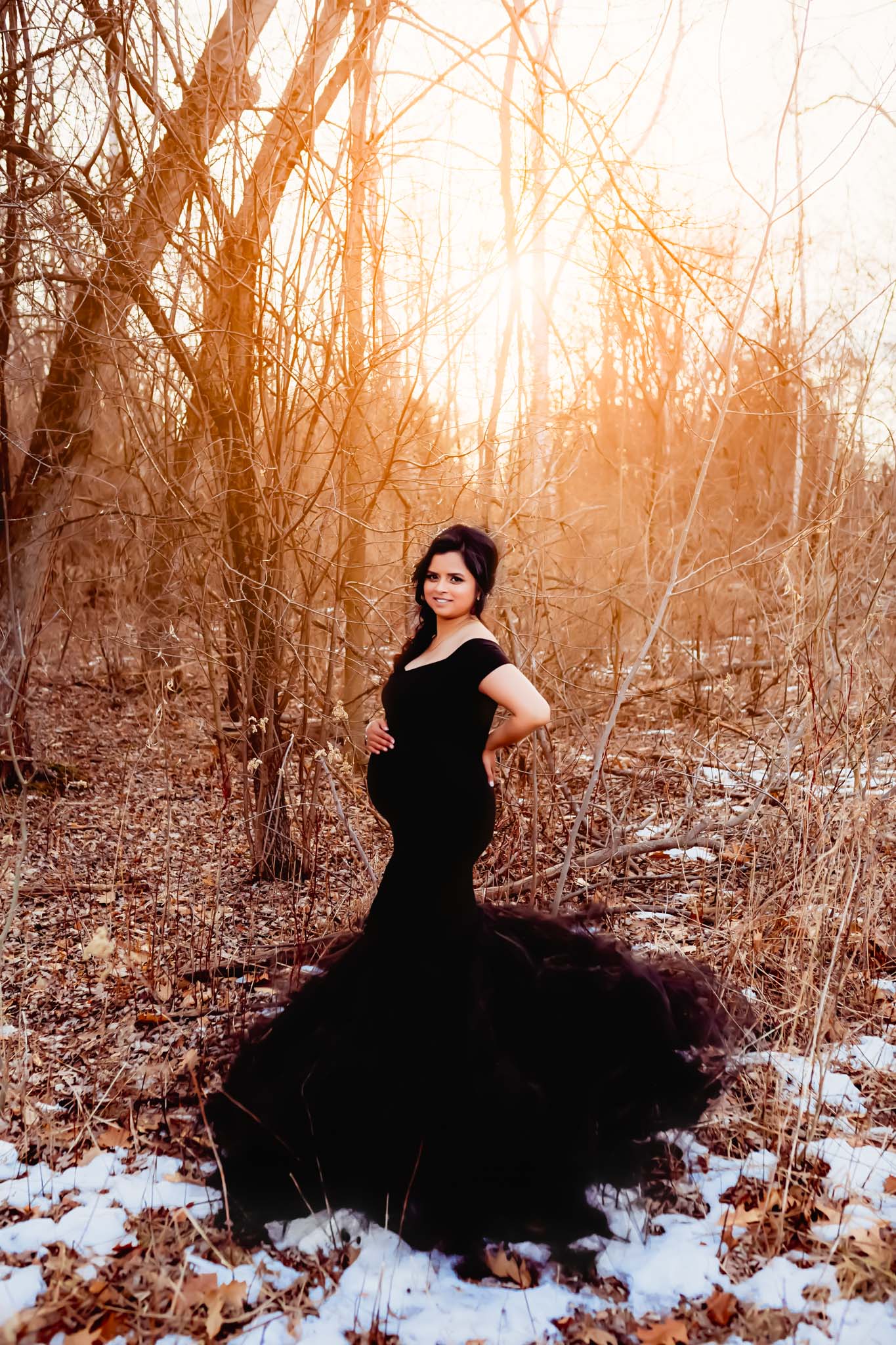Black Fitted Tulle Mermaid Gown - maternity photoshoot dress