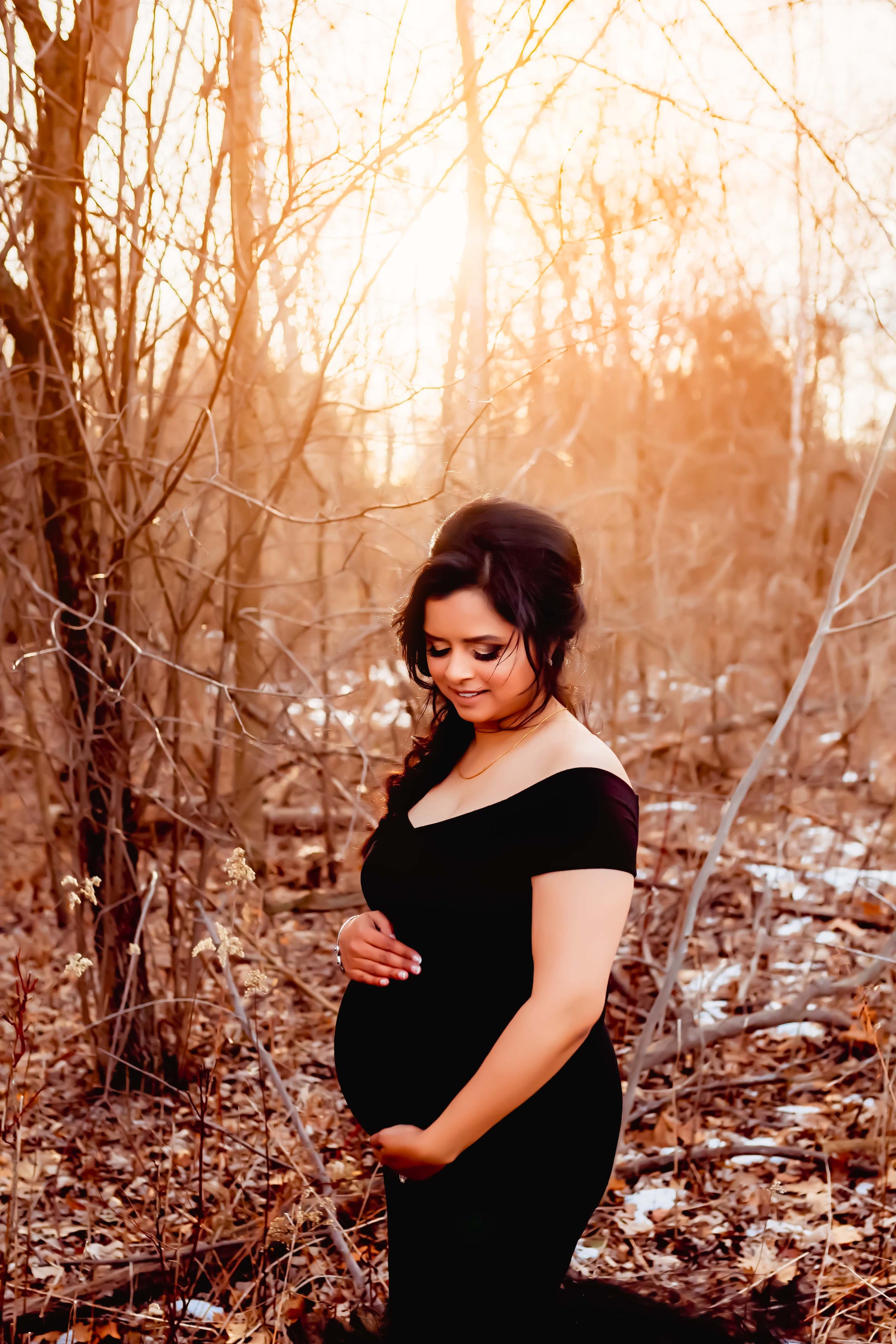 Black Fitted Tulle Mermaid Gown - maternity photoshoot dress