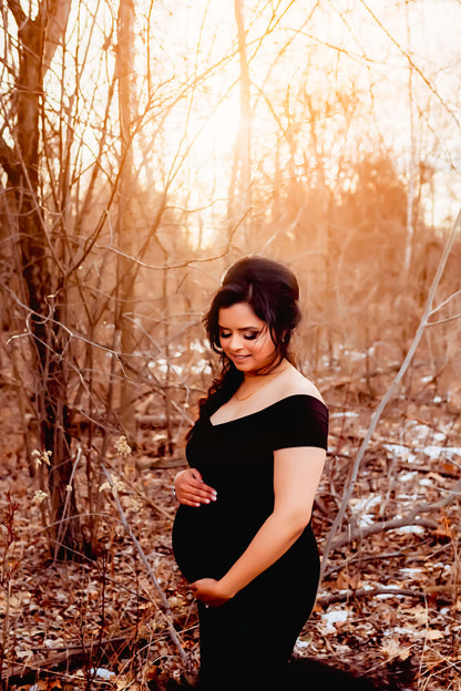 Black Fitted Tulle Mermaid Gown - maternity photoshoot dress