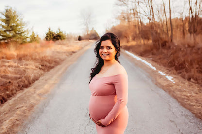 Rosy Pink Fitted Gown - maternity photoshoot dress