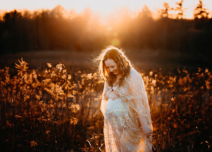 Boho Gold Sequin Maternity Dress - maternity photoshoot dress