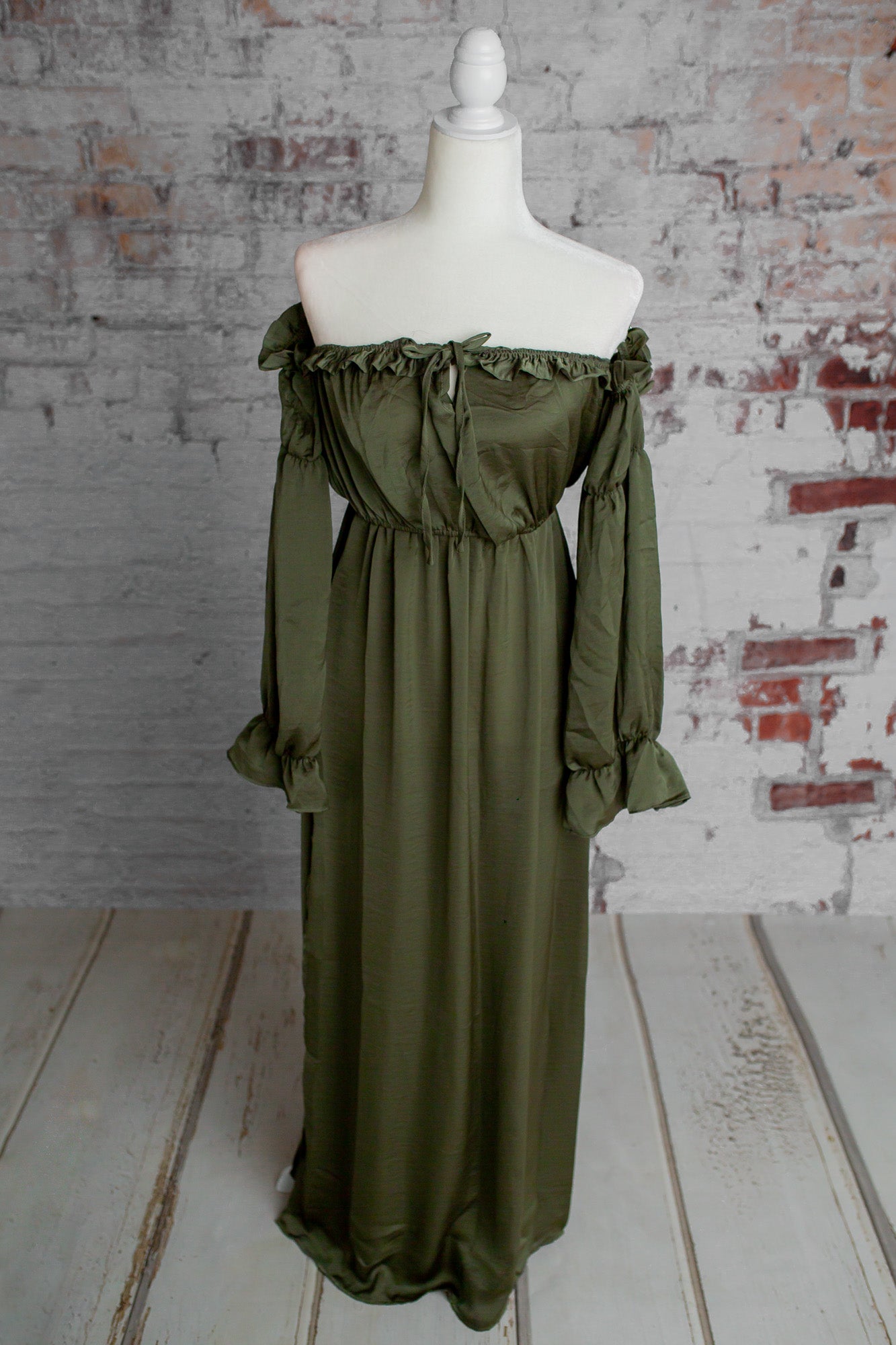 Hunter Green Convertible Gown - maternity photoshoot dress