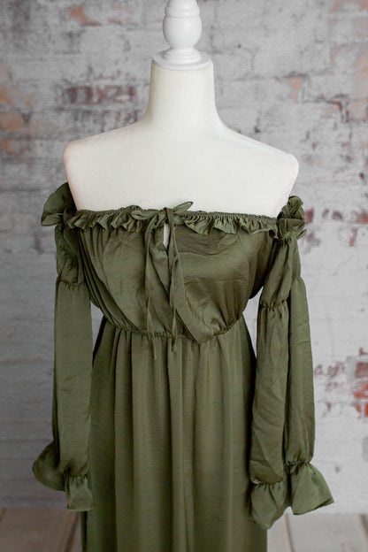 Hunter Green Convertible Gown - maternity photoshoot dress