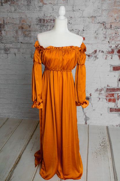 Rust Convertible Gown - maternity photoshoot dress