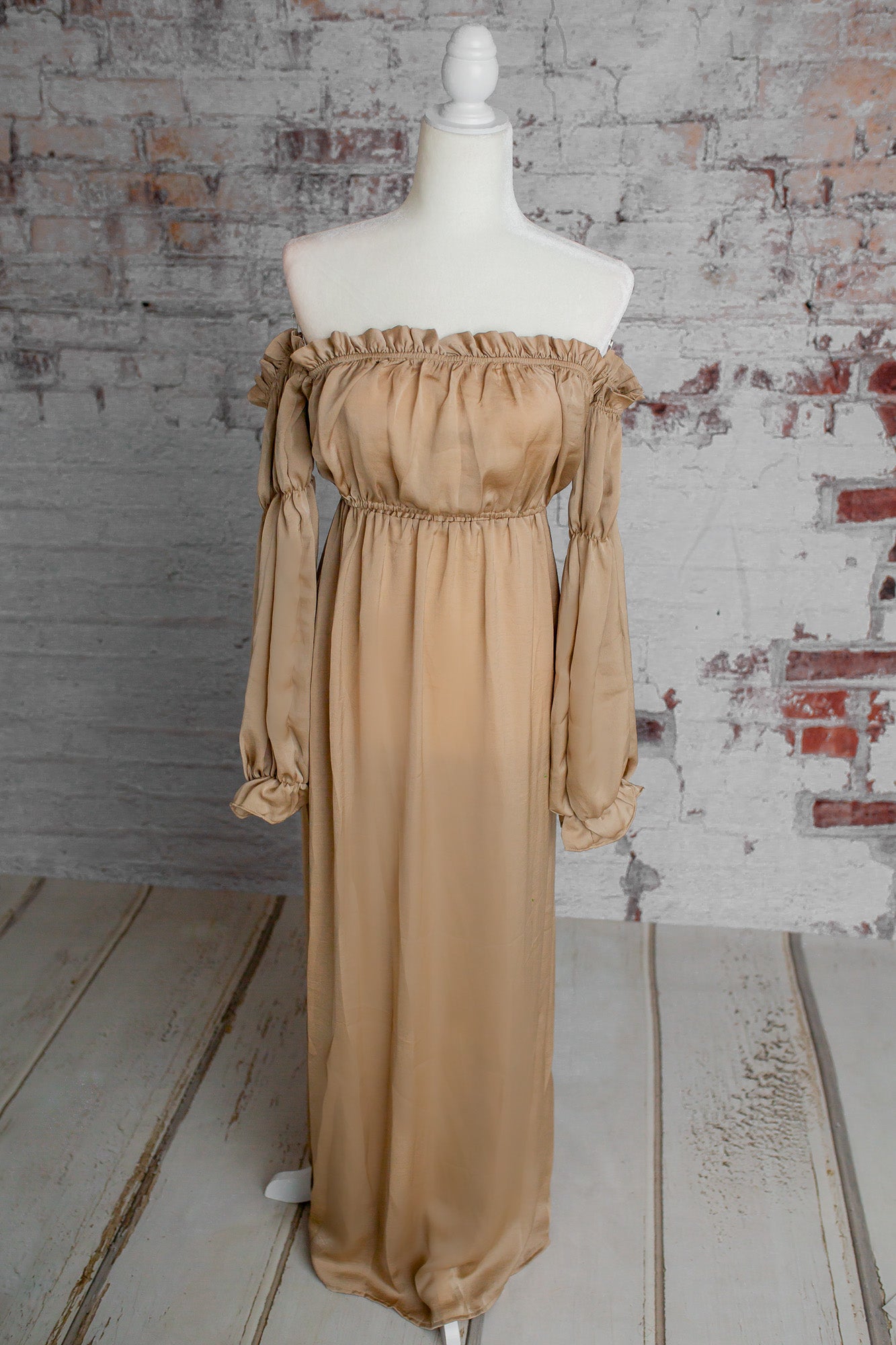 Champagne Convertible Gown - maternity photoshoot dress