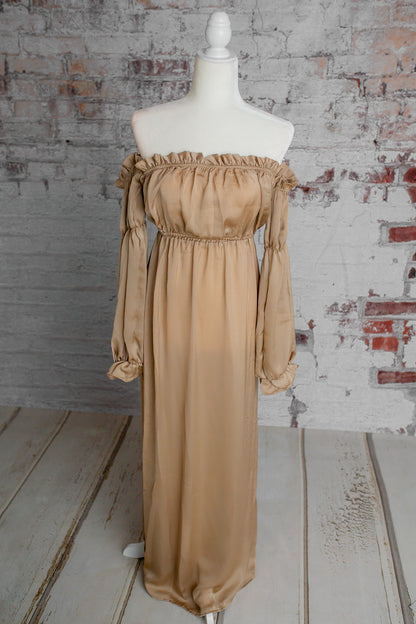 Champagne Convertible Gown - maternity photoshoot dress