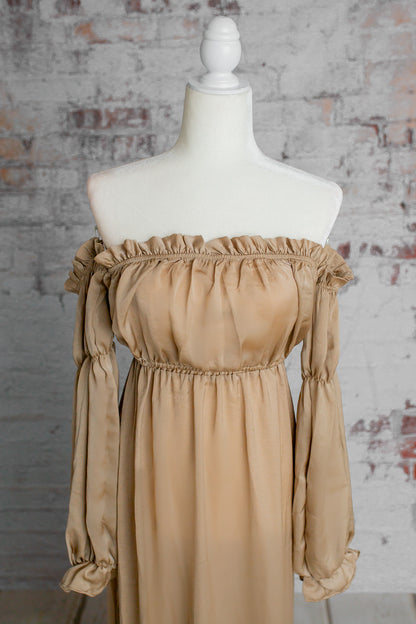 Champagne Convertible Gown - maternity photoshoot dress