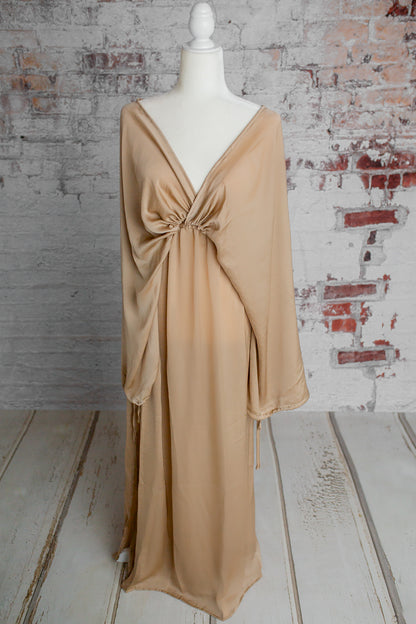 Champagne Convertible Gown - maternity photoshoot dress