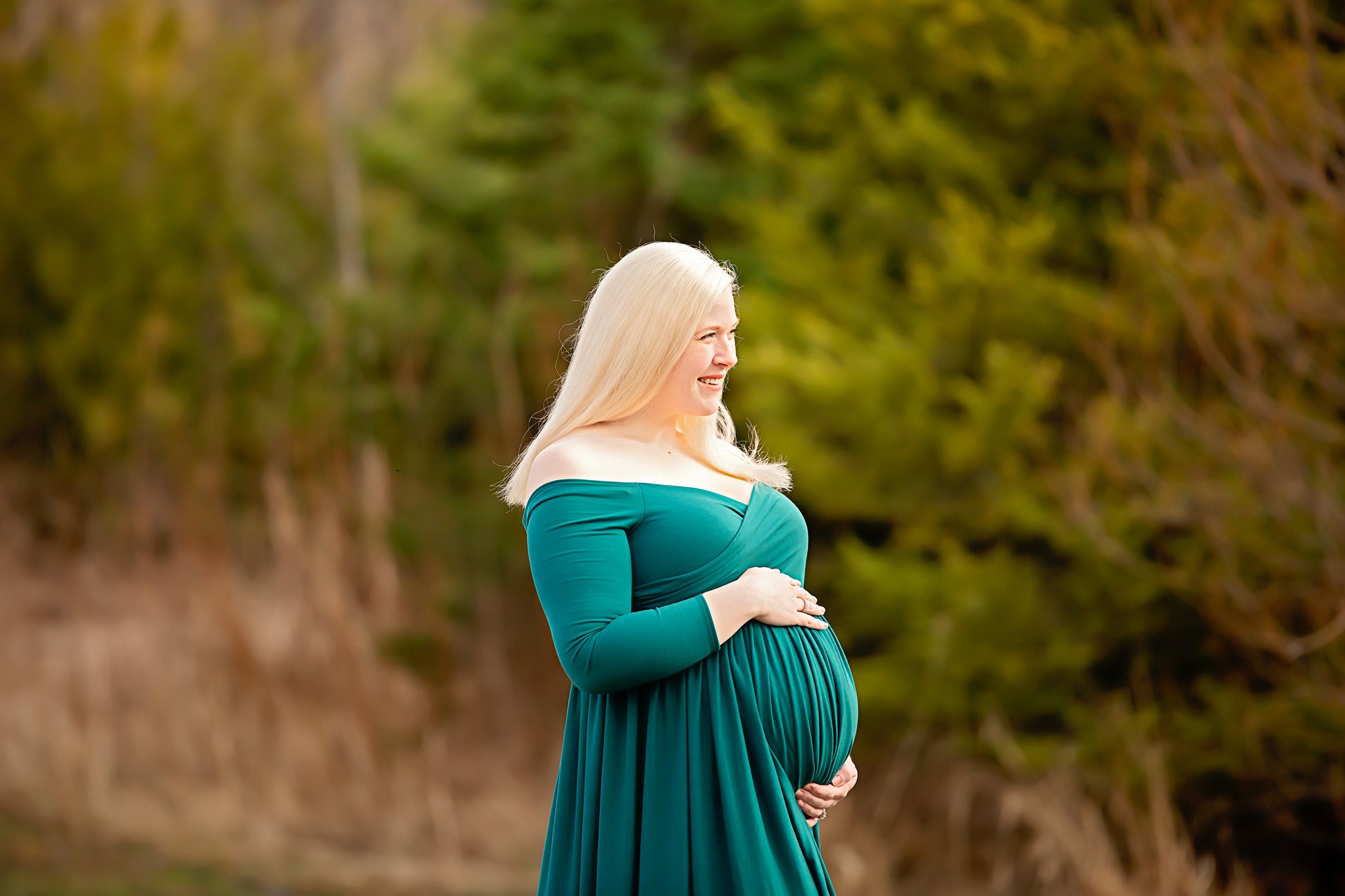 Forest Green Flowy Gown - 