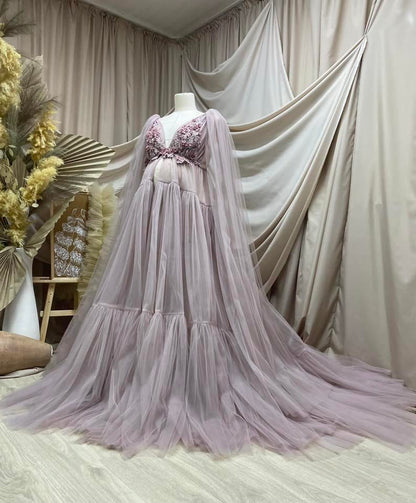 Dusty Pink Wisteria Gown - maternity photoshoot dress