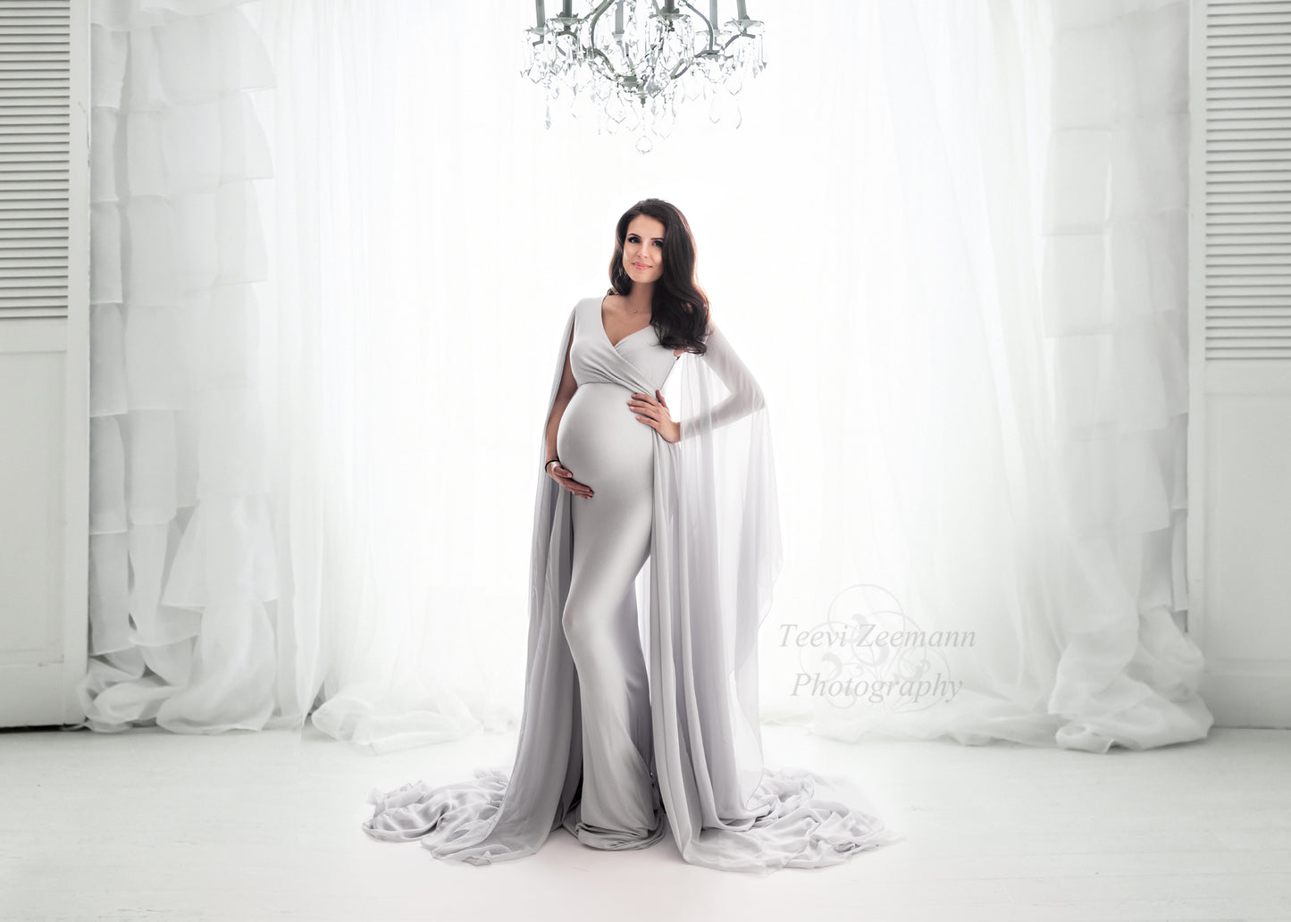 Cool Grey Atrofusca Maternity Gown - maternity photoshoot dress