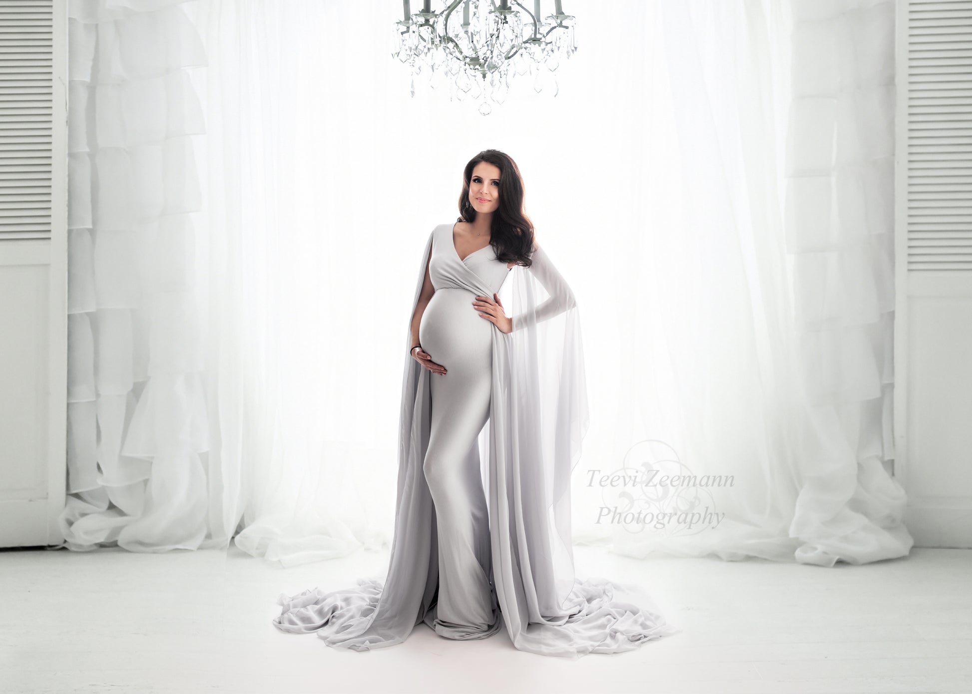 Cool Grey Atrofusca Maternity Gown - maternity photoshoot dress