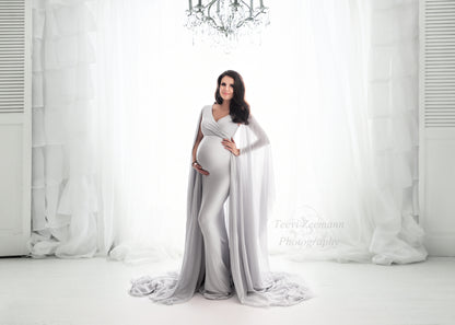 Cool Grey Atrofusca Maternity Gown - maternity photoshoot dress