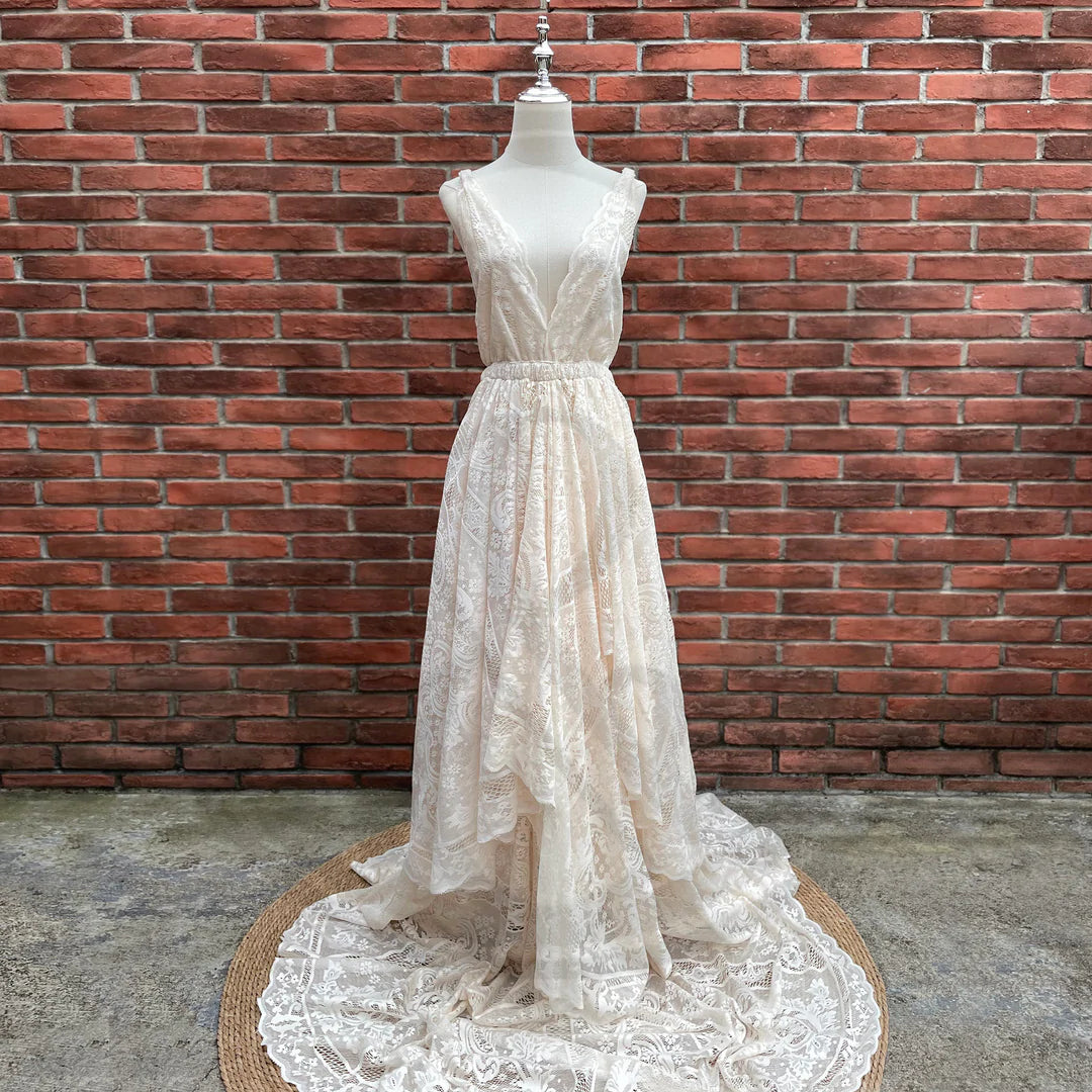 Beige Claire Gown - maternity photoshoot dress