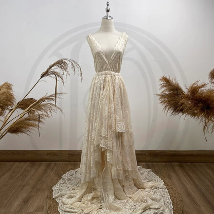 Beige Claire Gown - maternity photoshoot dress