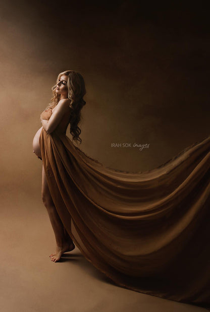 Golden Mocha silky Chiffon Fabric - maternity photoshoot dress