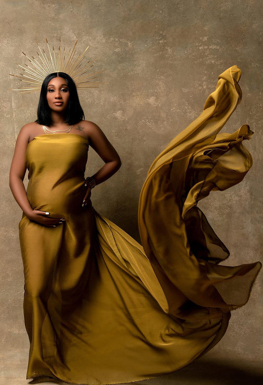 Golden Mocha silky Chiffon Fabric - maternity photoshoot dress