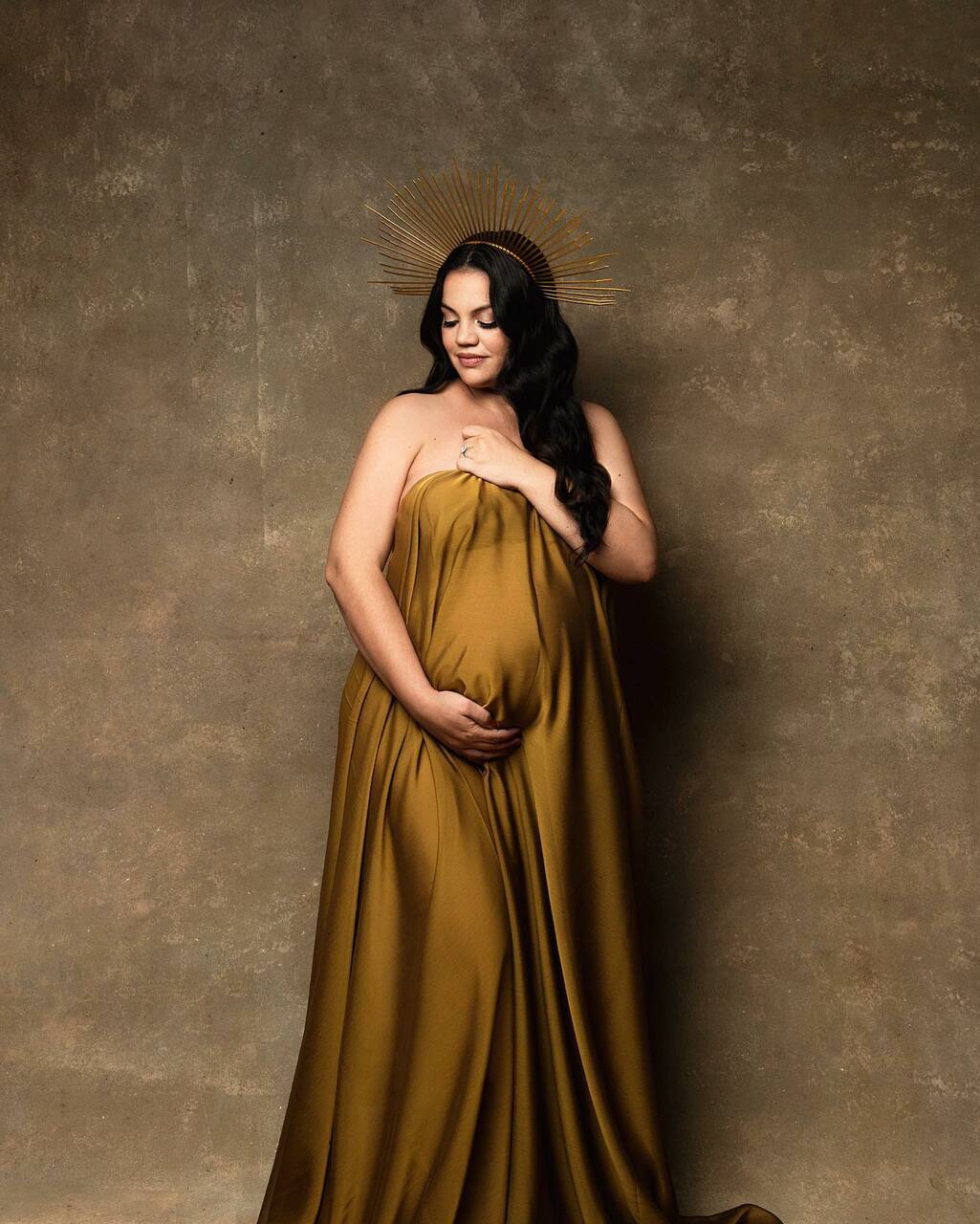 Golden Mocha silky Chiffon Fabric - maternity photoshoot dress