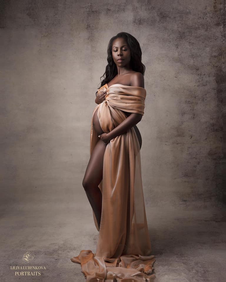 Golden Mocha silky Chiffon Fabric - maternity photoshoot dress