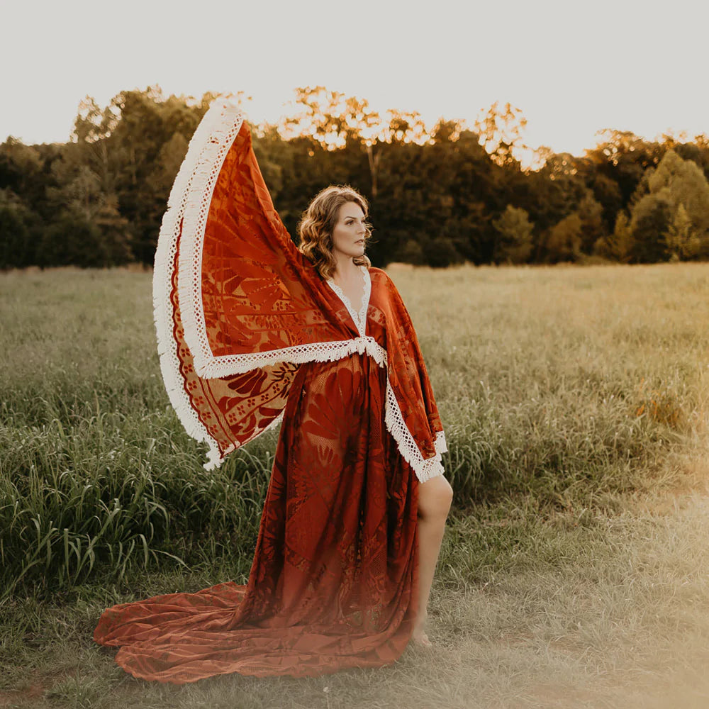 Rusty Red Joan Boho Dress - maternity photoshoot dress